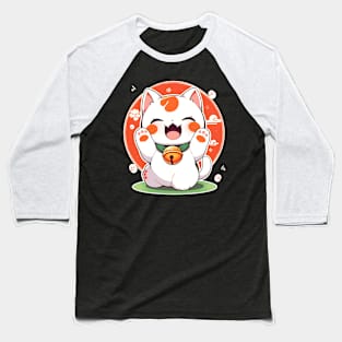 A Cute Lucky Cat's Smile Baseball T-Shirt